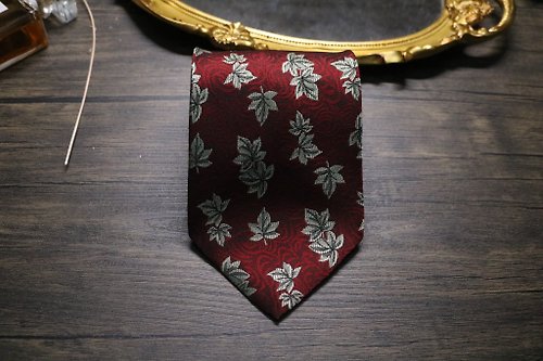 壞紳士 紅色浪漫楓葉真絲領帶/婚禮喜慶necktie獨特