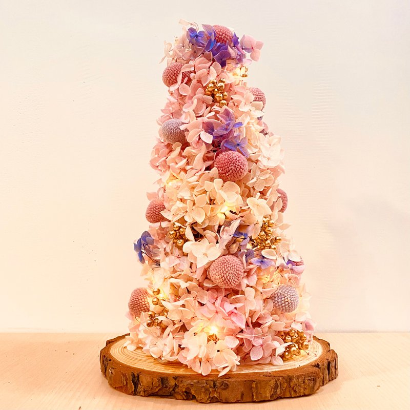 Fantasy Pink Preserved Flower Hydrangea Christmas Tree - ช่อดอกไม้แห้ง - พืช/ดอกไม้ 