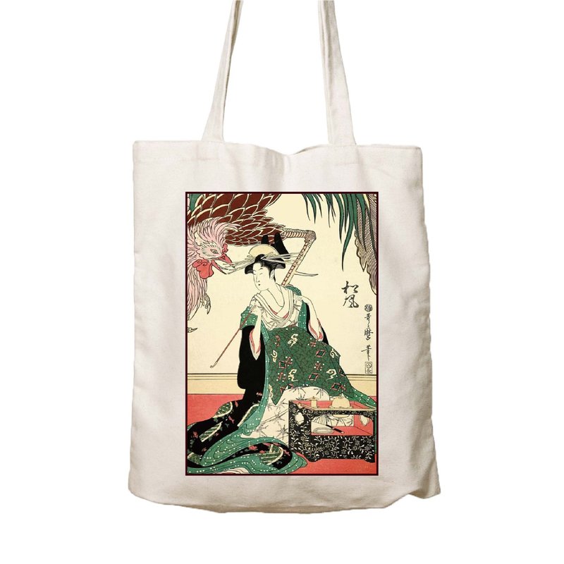 Ukiyoe canvas bag F11 beauty painting. Phoenix - กระเป๋าถือ - ผ้าฝ้าย/ผ้าลินิน 