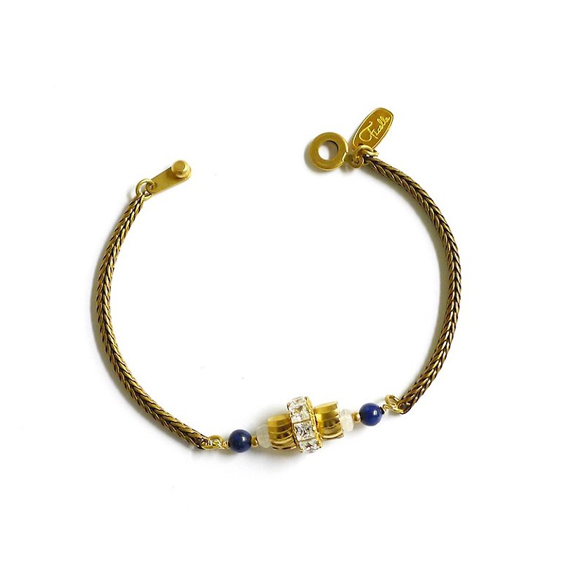 Ficelle |手工製作黃銅天然石手鍊 |【藍】愛琴海遠行 - 手鍊/手環 - 寶石 