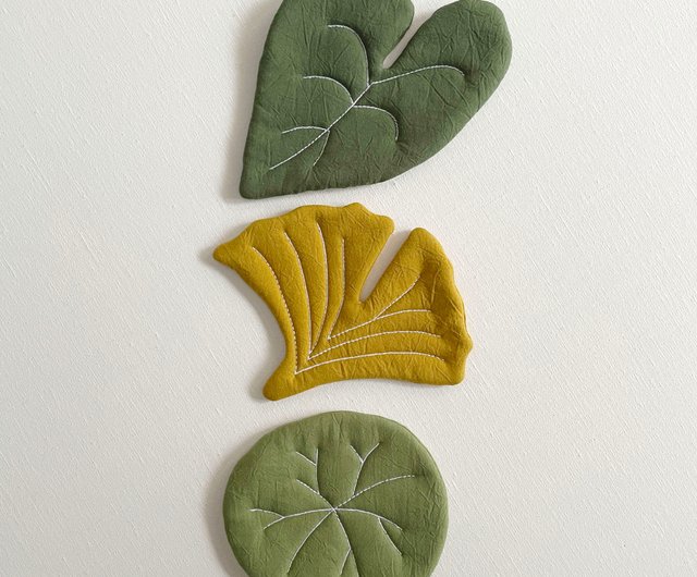 手作り観葉植物コースター イチョウの花キャンドル 山亀 完成品 スポットの3点セット ショップ cloth-goods コースター Pinkoi 手作りコースター3点セット