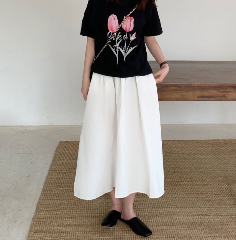 【基礎多色】日系復古/簡約寬鬆半身裙/鬆緊腰傘裙 - 裙子/長裙 - 棉．麻 多色