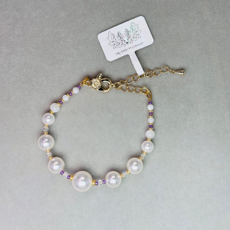 Austrian Swarovski crystal + pearl bracelet JW129H-002 - สร้อยข้อมือ - ไข่มุก หลากหลายสี