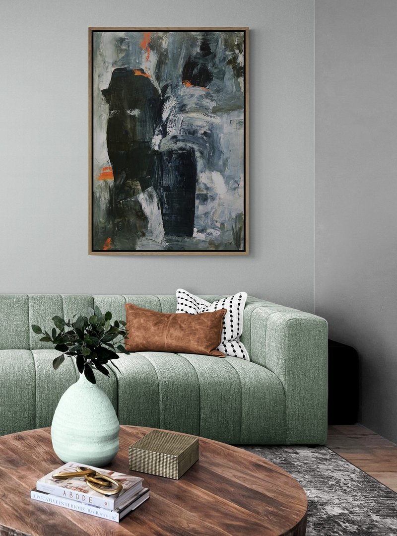 Original Canvas Art Large Abstract Large Wall Art Textured Art for Living Room - 壁貼/牆壁裝飾 - 棉．麻 透明