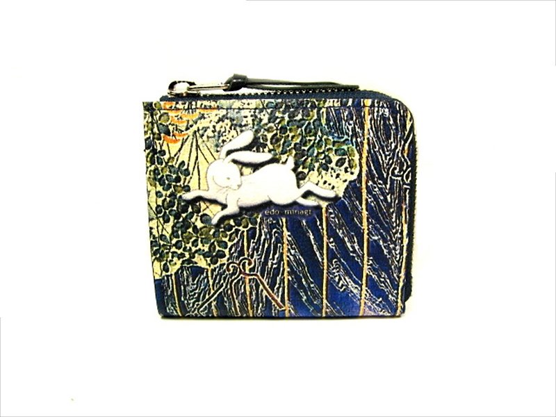 Rabbit Coin Purse (Bill & Card Case) edominagi - กระเป๋าสตางค์ - หนังแท้ สีน้ำเงิน