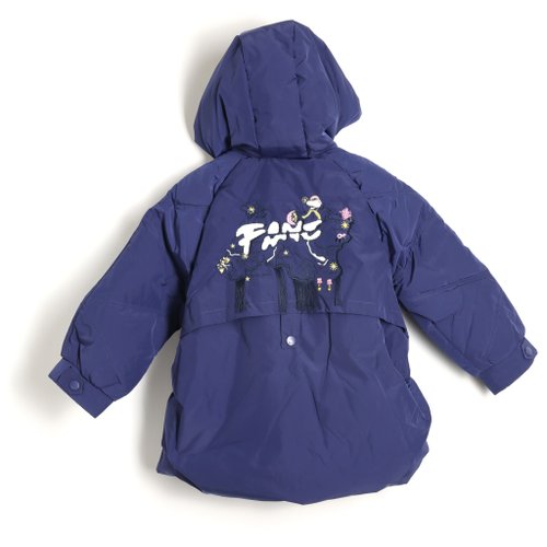 BIR自然棉麻品牌服飾 BIR 刺繡流蘇工藝 連帽羽絨外套