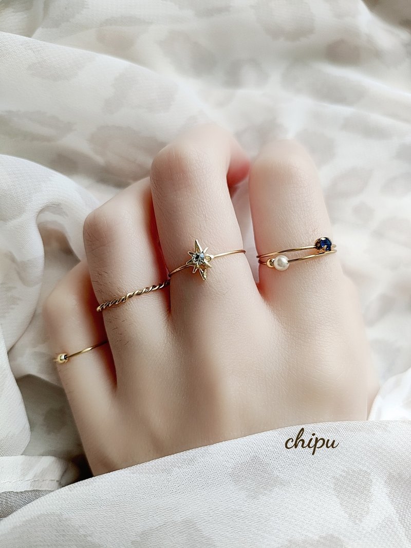 Starry Sky Ring Set - แหวนทั่วไป - ทองแดงทองเหลือง สีทอง