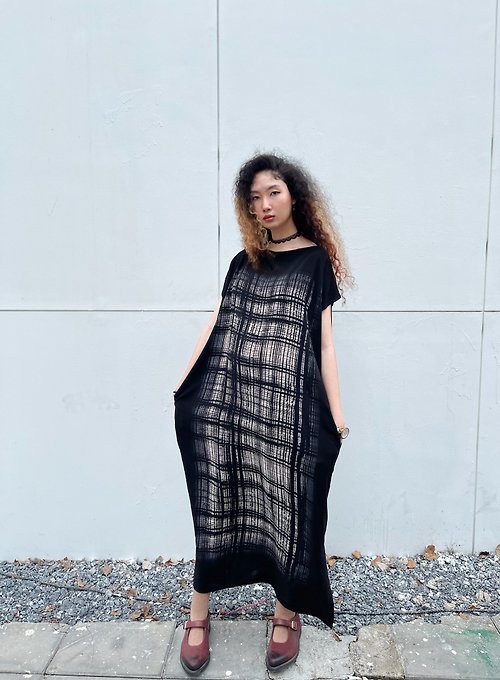 hyenabrand 【11.11】Rectangle-long dress in tartan fabric