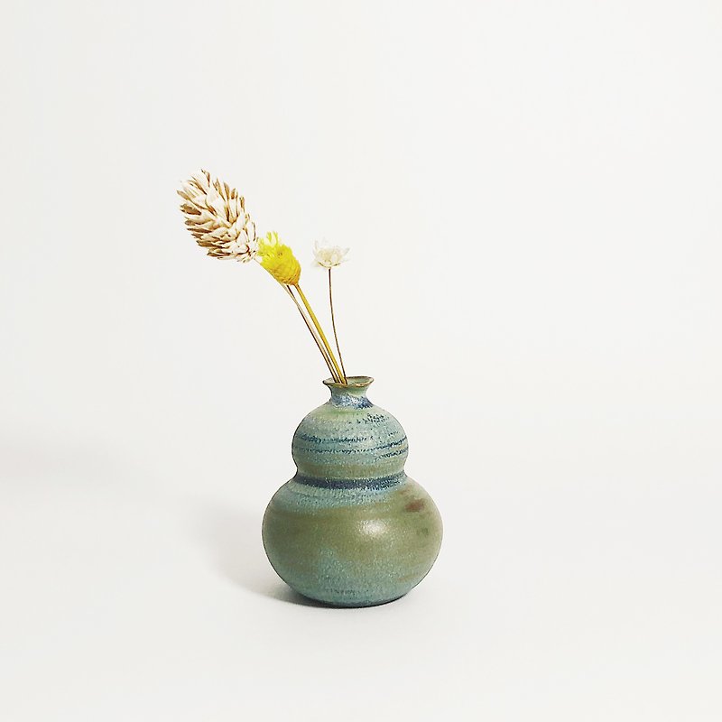 手工陶瓷迷你花器葫蘆 - 磨砂海藍 - 花瓶/陶器 - 瓷 藍色