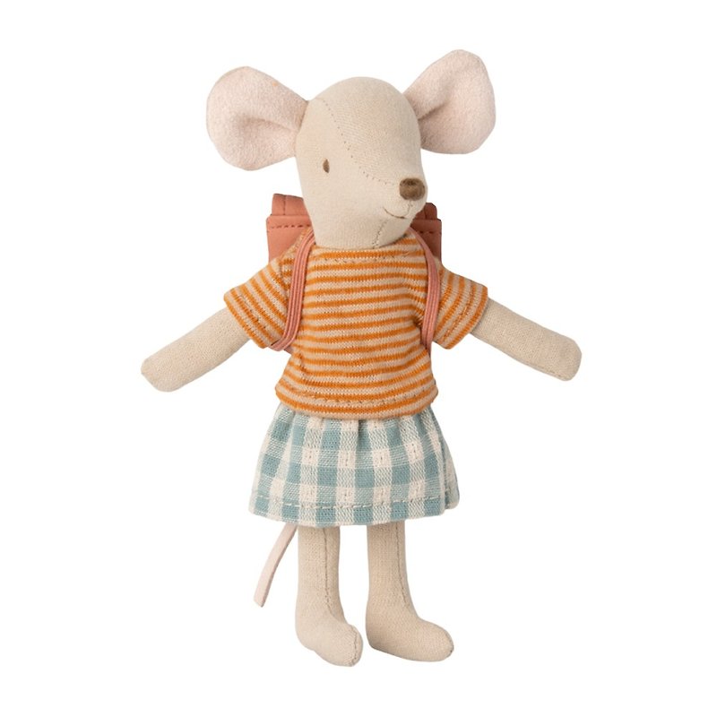 Tricycle mouse, Big sister with bag - Old rose - Stuffed Dolls & Figurines - Cotton & Hemp Orange