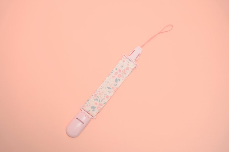 Pink cherry blossom hand made pacifier chain pacifier clip - Baby Bottles & Pacifiers - Cotton & Hemp Pink