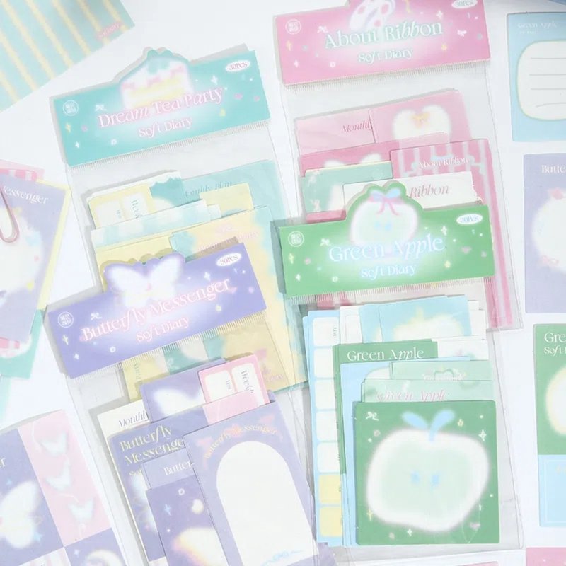 【Soft Diary】Retro plan list message note paper bag sticky note practical notebook material - กระดาษโน้ต - กระดาษ 