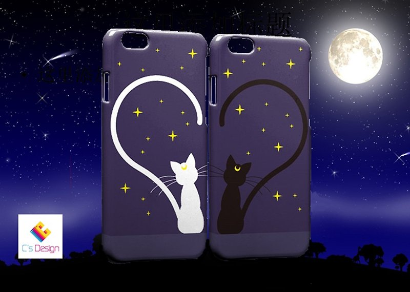 黒と白のカップルの猫のiPhone X 8 7 6sプラス5sサムスンS7 S8のS9の電話ケース - スマホケース - プラスチック 多色