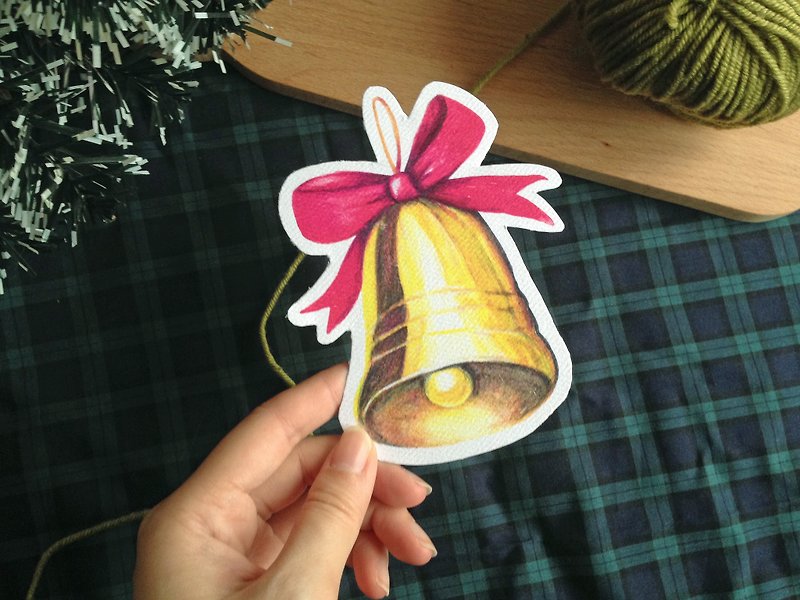 【聖誕限定】金色聖誕鐘 聖誕卡 - 卡片/明信片 - 紙 金色
