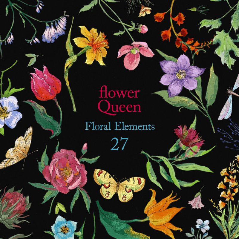Floral vintage elements, botanical clipart - 電子似顏繪/繪畫/插畫 - 其他材質 