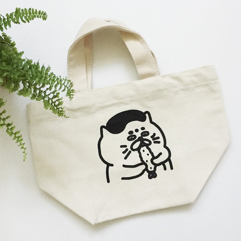 Canvas lunch bag / bag - Shrimp Goro - กระเป๋าถือ - ผ้าฝ้าย/ผ้าลินิน 