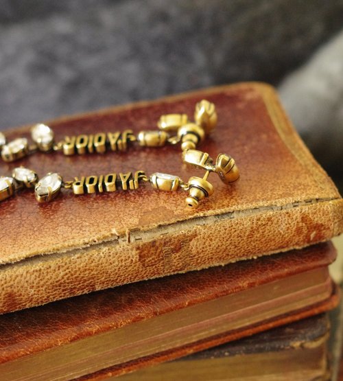 本物 DIOR JADIOR ブロンズ人造石ドロップ ペンダント ニードル