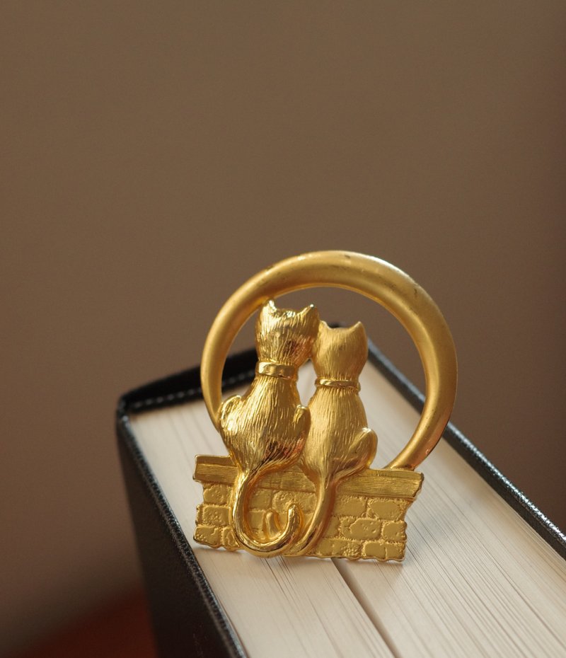 古董 Vintage 金色動物貓JJ別針 胸針 - 胸針 - 其他金屬 金色