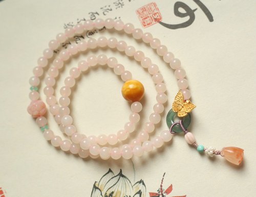 Angel's tears 天使之淚 Jewelry Design 天然和闐玉/和田玉-藕粉玉 藍水翡翠平安環設計項鍊多圈手串手持s