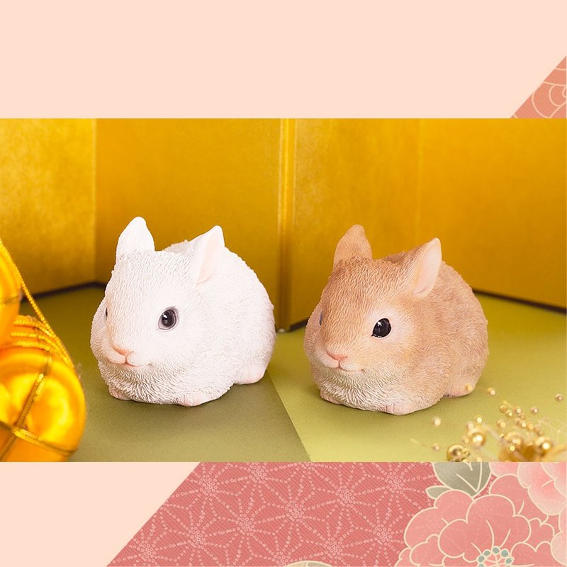 デバリエ ca264【正規品】ウサギ ペア 置物 干支 春節 レジン製 誕生日プレゼント ギフト オブジェ - 置物 - レジン ブラウン