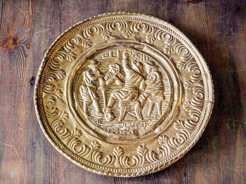 英國製早期黃銅壁掛盤 JS - 擺飾/家飾品 - 銅/黃銅 金色