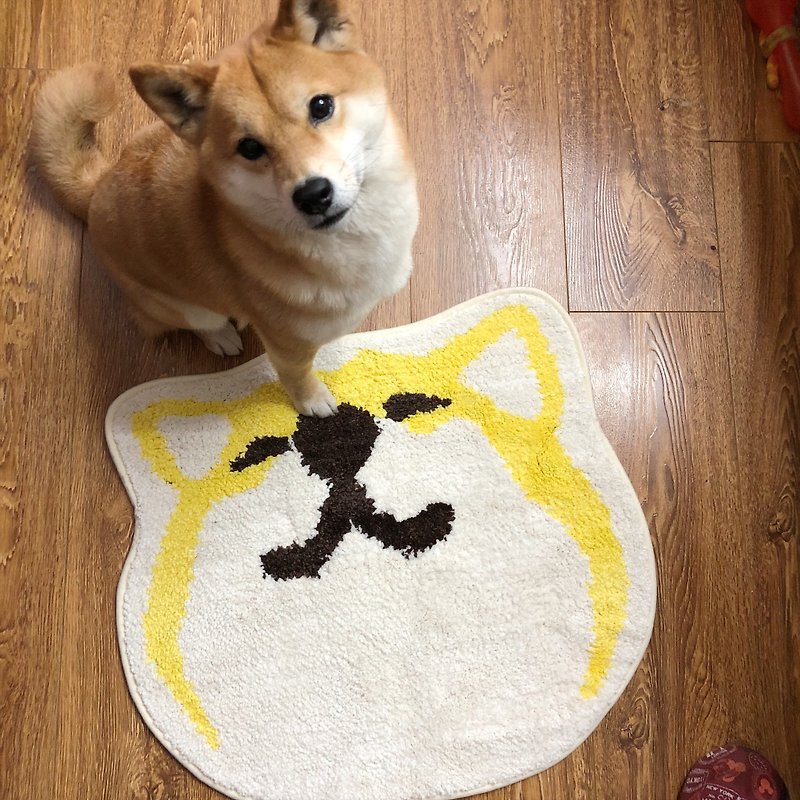 Four types of non-slip mats for warehouse house big face Shiba Inu expression - Rugs & Floor Mats - Polyester Orange