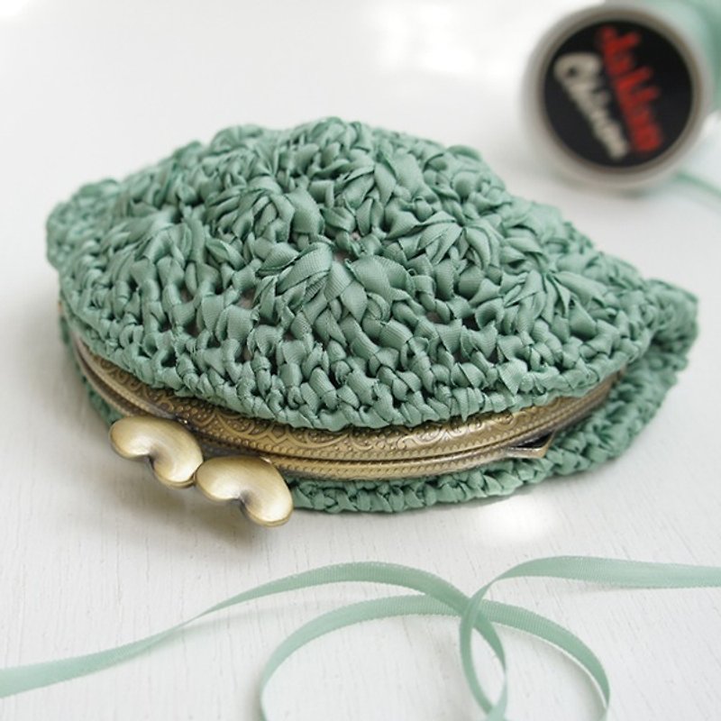 Ba-ba handmade ☆ ribbon yarn crochet coinpurse (No. C936) - Toiletry Bags & Pouches - Other Materials Green