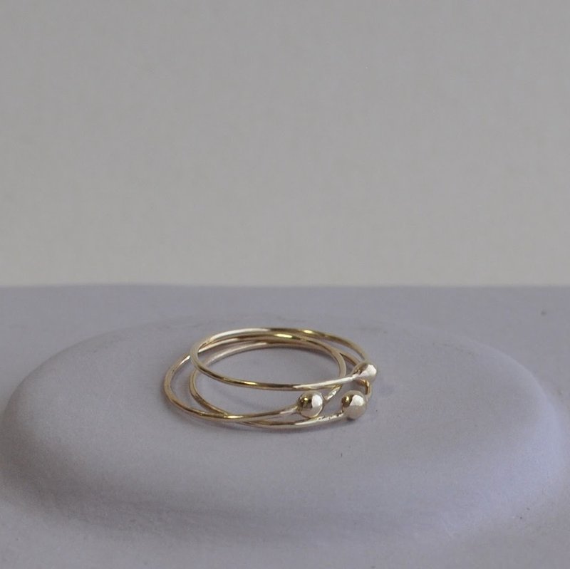 [3 pieces] K10/Waterdrop shaped gold ring/0.8mm round wire/Size can be specified/Stackable/Pinky ring - แหวนทั่วไป - โลหะ สีทอง