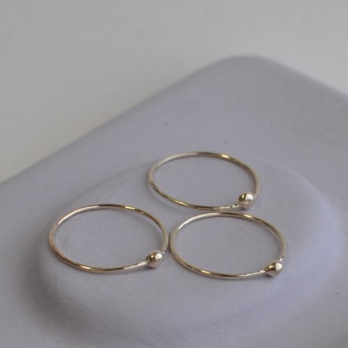 3個】k10/水滴型のゴールドリング/0.8mm丸線/サイズ指定可/重ね付け