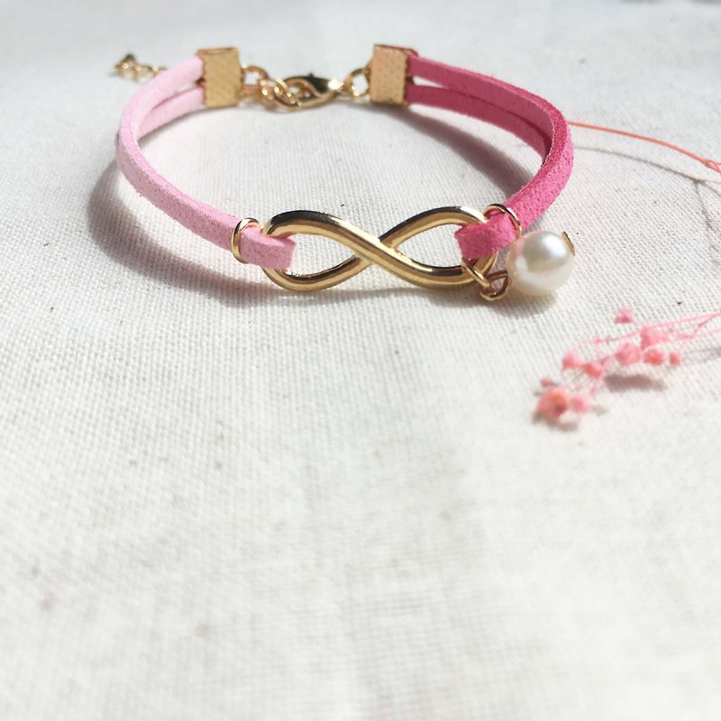 Handmade Infinity Bracelets Rose Gold Series– strawberry pink limited - สร้อยข้อมือ - วัสดุอื่นๆ สึชมพู