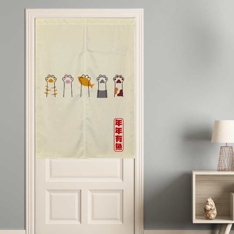 [Pre-order] There are fish cultural creative door curtains every year - Doorway Curtains & Door Signs - Cotton & Hemp White