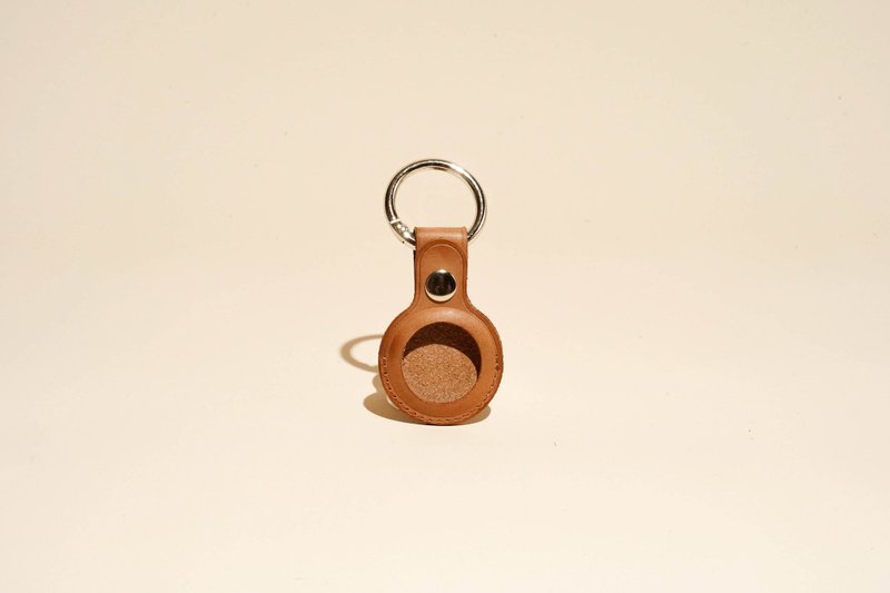 Airtag leather key ring free customized lettering Apple tracker - ที่ห้อยกุญแจ - หนังแท้ สีนำ้ตาล