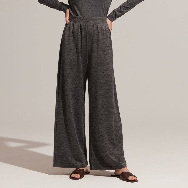 REBOOT Instant Sleep-Skin Friendly Pocket Wide Pants-Black and Gray - กางเกงขายาว - เส้นใยสังเคราะห์ สีเทา