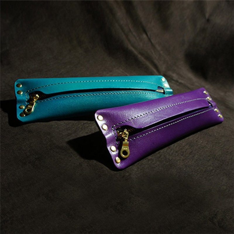 Cover small capacity portable pen case pencil bag multicolor - Pencil Cases - Genuine Leather Purple