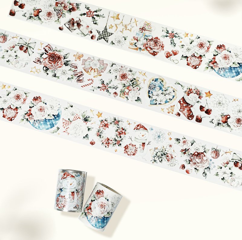 Glass Christmas Flower PET Washi Tape Die-Cut 5m Roll - Washi Tape - Paper Multicolor