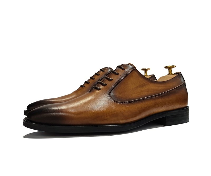 Genuine distressed gentleman's lace-up leather shoes-DL500 - Men's Leather Shoes - Genuine Leather Brown