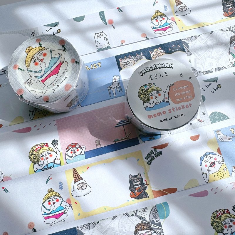 蛋定人生 便利貼卷 memo sticker - 紙膠帶/和紙/PET - 紙 多色