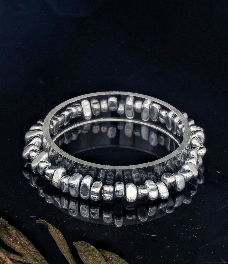 Christmas Gift 1 set 3 pcs of Irregular Silver Plated Hematite Bracelet - สร้อยข้อมือ - หิน 