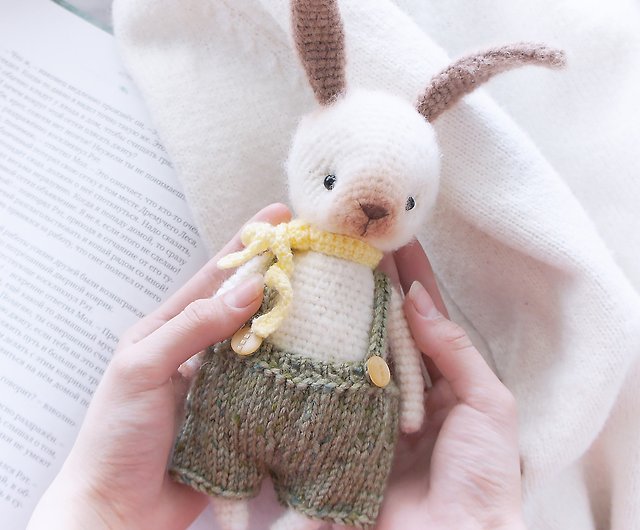 Rabbit doll in pants and shirt, Bunny stuffed animal toy - Inspire Uplift