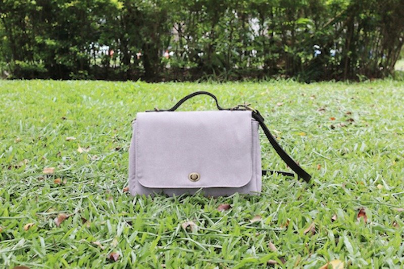 Chez。La Mademoiselle Hepburn-PurpleGray - Messenger Bags & Sling Bags - Polyester Purple