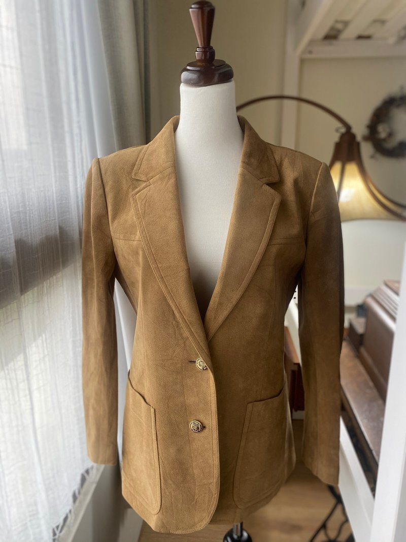 Rare faux leather blazer - Women's Blazers & Trench Coats - Polyester Khaki