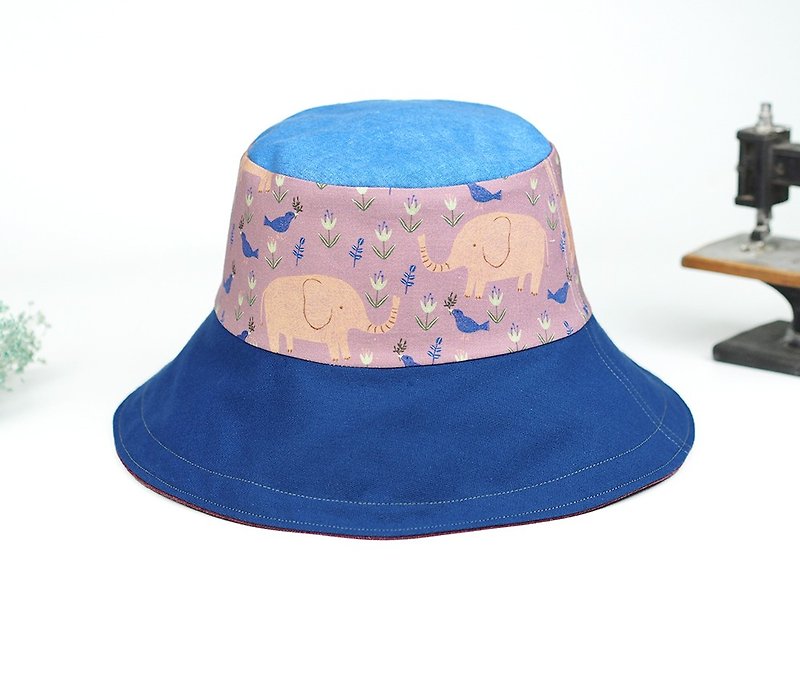 Handmade double-sided bucket hat - หมวก - ผ้าฝ้าย/ผ้าลินิน สีม่วง