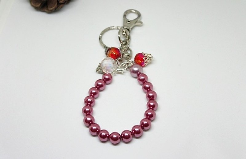 >>>>Key ring + pendant-imitation pearl series-=>Limited x1 - ที่ห้อยกุญแจ - พลาสติก สีแดง
