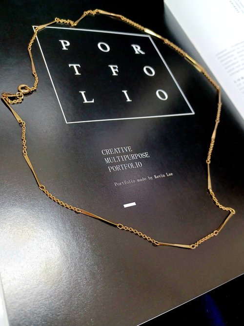 老時光製造所 vintage jewelry AVON 經典金色扭結片串結細鍊 項鍊