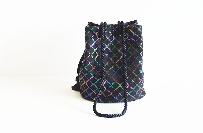 New! Limited quantity! Planet Tulle Embroidered Pochette Marine Bag Blue Black - Messenger Bags & Sling Bags - Cotton & Hemp Black