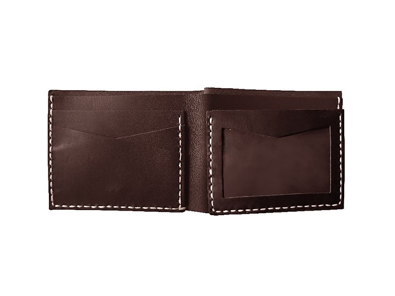 French horsehide leather ID window wallet DIY Kit - Leather Goods - Genuine Leather Brown