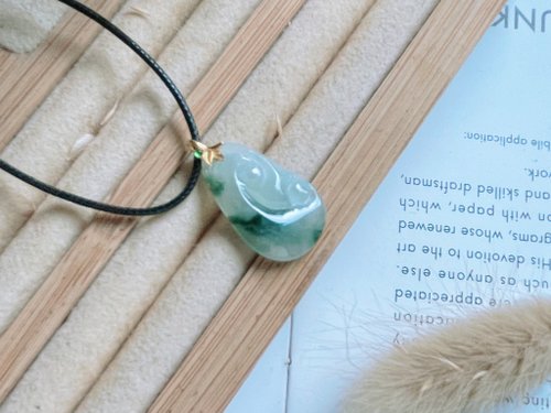 Pine St. Jewelry 松樹街輕奢珠寶 18K純金 天然緬甸藍水飄花A貨翡翠如意吊墜 l 送禮