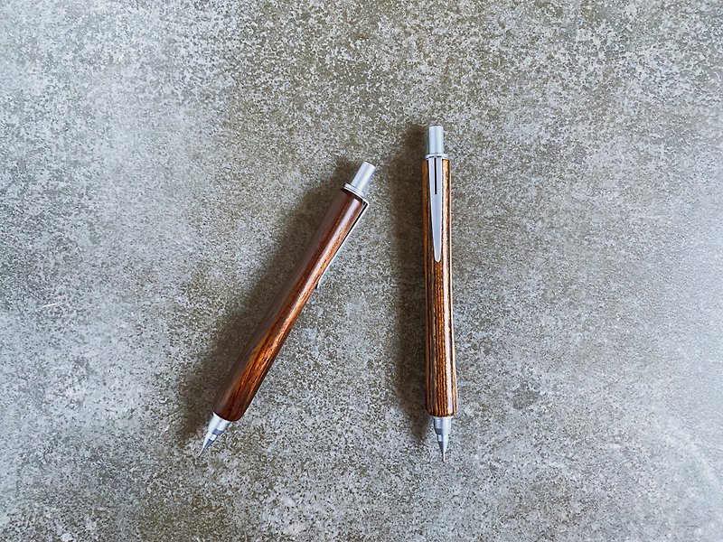 【客製】0.5自動鉛筆/手工木筆/名字刻字 - 鉛芯筆 - 木頭 銀色