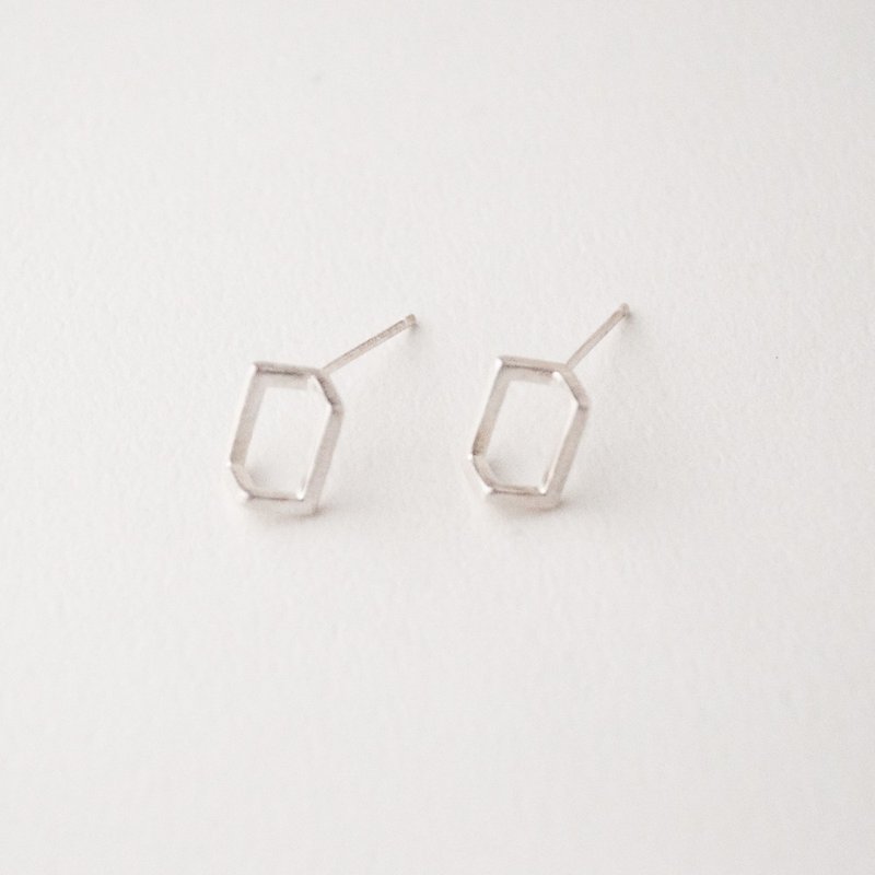 X長方體耳環 - 耳環/耳夾/耳骨夾 - 純銀 銀色