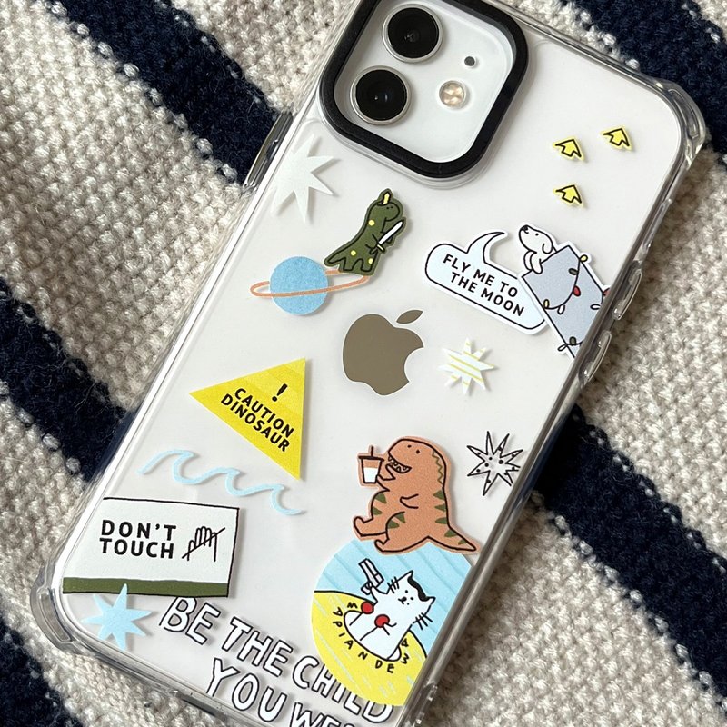 恐龍拼貼風iphone手機殼 透晶殼 - 手機殼/手機套 - 塑膠 透明